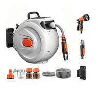 Staffa Murale per Tubo Flessibile da Giardino e Terrazzo | Include Una Pistola Multigetto Oltre A Un Guscio Protettivo Resistente Al Freddo, Ideale Per Lavare Auto O Prato(22m)