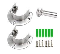 Staffa per Asta Flangia da 2 Pezzi, Presa per Asta per Guardaroba in Acciaio Inossidabile, Staffa per Tubo Tondo a Forma di U, per Armadio da 25 mm, Guardaroba, Supporto per Asta per Tende