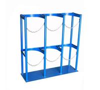 Staffa per bombola del gas per azoto, acetilene e idrogeno da 8/10 l, scaffale fisso con catena e viti, supporto per serbatoio da laboratorio blu (65 cm)
