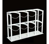 Staffa per bombola del gas per azoto, acetilene, idrogeno, 8/10 l, ripiano fisso con catena e viti, supporto per cilindro da laboratorio, contenitore per estintore (bianco, 86 cm)