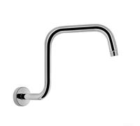 Staffa per doccia da 33 cm, con flangia di estensione per montaggio a soffitto, in acciaio inox, a forma di S, braccio interrogativo a forma di S (argento)