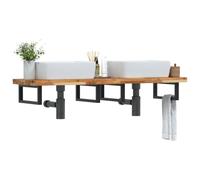 Staffa per lavandino a parete, 120 x 40 x 4 x 4 cm, in legno di acacia e acciaio nero, per piccoli spazi, facile assemblaggio