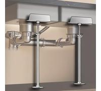 Staffa per lavello sottopiano Staffe for lavello sottotop, 2 staffe telescopiche sottolavello, pali di supporto regolabili in acciaio inossidabile, kit riparazione for lavabo da bagno(Height 59 69cm)