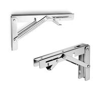 Staffa per mensola pieghevole, Staffe pieghevoli carichi pesanti triangolari in acciaio inossidabile Supporto piano di lavoro galleggiante montato a parete Fai da te, salvaspazio 2pcs 16-inch