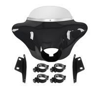 Staffa per rivestimento parabrezza Batwing Fairing Smoke Dyna per Harley | Fari anteriori da 5,75"; protezione fumè, finiture cromate/nere, scocca nera lucida(Clear Chrome Trim)