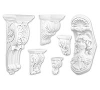 Staffa per stucco - ampia scelta 67 x 35 mm Staffa a parete Elemento decorativo barocco - decorazione in poliuretano preimpregnato e resistente agli urti (C8038)