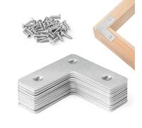 Staffa piatta a L per legno, 12 pezzi, 37 x 37 x 13 mm, staffe angolari per piastra a L, staffe angolari in acciaio con 36 viti, staffe in metallo a 90 gradi per tavolo, scrivania, letto e mobili