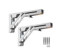 Staffa pieghevole, 2 pezzi con viti, carico massimo 300 libbre, mensola da parete in acciaio inossidabile for impieghi gravosi for banco lavoro tavolo fai te(500mm/20in)