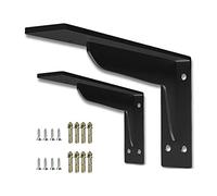 Staffa pieghevole, 2 staffe for mensole rustiche resistenti, carico massimo 600 libbre, ferro galleggiante, industriale, scaffalature aperte da parete(Black,15cm/5.9in)