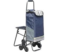 Staffa Pieghevole per Borsa da Carrello in Acciaio 6 Ruote Heavy Duty 100kg Organizer 33l con Sedile Ruota Montascale per Anziani Rimovibile per Il Mercato Alimentare del Supermercato, Blue