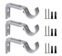 Staffa Regolabile da Parete per Tenda Rod, 3Pcs Staffa per Binario di Tende in Metallo con Viti, Fissaggio per Asta da Tenda Casa Ufficio et Camera da Letto, Argento