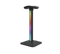 Staffa RGB per cuffie Base in gomma 2 porte USB 7 modalità di luce Accessori per cuffie Supporto per auricolari Rack Desktop