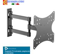 Staffa TV Regolabile 28"-42" Inclinabile Supporto a Muro Doppio Braccio Max 20Kg