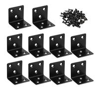 Staffe Angolari 90 Gradi Supporti Angolo Retto Staffe in Acciaio Squadretta Giunzione a Forma di L con viti per Mensola di Legno Tavolo Sedia 50*50*50mm 10 Pezzi Nero
