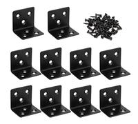 Staffe Angolari 90 Gradi Supporti Angolo Retto Staffe in Acciaio Squadretta Giunzione a Forma di L con viti per Mensola di Legno Tavolo Sedia 40*40*40mm 10 Pezzi Nero