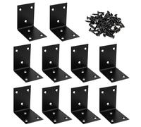 Staffe Angolari 90 Gradi Supporti Angolo Retto Staffe in Acciaio Squadretta Giunzione a Forma di L con viti per Mensola di Legno Tavolo Sedia 65*65*48mm 10 Pezzi Nero