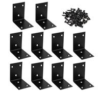 Staffe Angolari 90 Gradi Supporti Angolo Retto Staffe in Acciaio Squadretta Giunzione a Forma di L con viti per Mensola di Legno Tavolo Sedia 85*85*48mm 10 Pezzi Nero