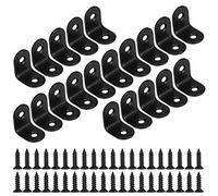 Staffe Angolari 90 Gradi Supporti Angolo Retto Staffe in Acciaio Squadrette Angolar a Forma di L con viti per Mensola di Legno Tavolo Sedia 20 * 20 mm 20 Pezzi Nero