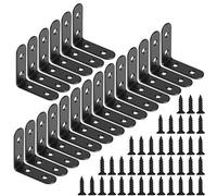 Staffe Angolari 90 Gradi Supporti Angolo Retto Staffe in Acciaio Squadrette Angolar a Forma di L con viti per Mensola di Legno Tavolo Sedia 50 * 50 mm 20 Pezzi Nero