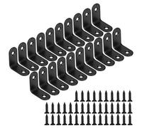 Staffe Angolari 90 Gradi Supporti Angolo Retto Staffe in Acciaio Squadrette Angolar a Forma di L con viti per Mensola di Legno Tavolo Sedia 30*30 mm 20 Pezzi Nero