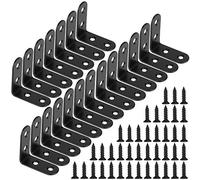 Staffe Angolari 90 Gradi Supporti Angolo Retto Staffe in Acciaio Squadrette Angolar a Forma di L con viti per Mensola di Legno Tavolo Sedia 40 * 40 mm 20 Pezzi Nero