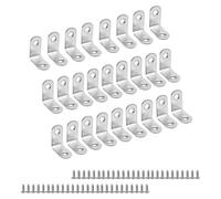 Staffe angolari a L in acciaio inox, 20 x 20 mm, 26 pezzi, con viti, a forma di L, resistenti per mobili e mensole