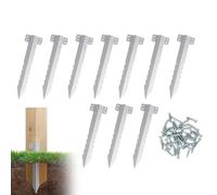 Staffe Angolari per Aiuola Rialzata - 10 Pezzi Staffe per Traversine da Giardino - Picchetto Metallico Resistente per Sostegno Bordatura Recinzione Aiuola