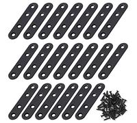 Staffe Angolari Piatte Supporti Angolo Retto Staffe in Acciaio Squadrette con viti per Mensola di Legno Tavolo Sedia 80*17mm Nero 20 Pezzi