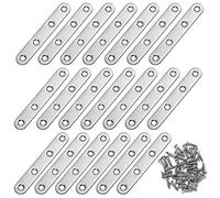 Staffe Angolari Piatte Supporti Angolo Retto Staffe in Acciaio Squadrette con viti per Mensola di Legno Tavolo Sedia 96 * 17mm Argento 20 Pezzi