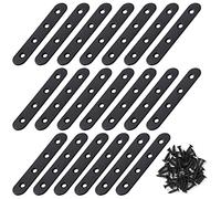Staffe Angolari Piatte Supporti Angolo Retto Staffe in Acciaio Squadrette con viti per Mensola di Legno Tavolo Sedia 97*17mm Nero 20 Pezzi