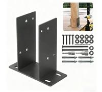 Staffe di base per palo, supporto a forma di T, base rialzata per ringhiere e pali da patio, dimensioni 10,2 x 10,2 cm, connettore a forma di T per legno (2 pezzi)