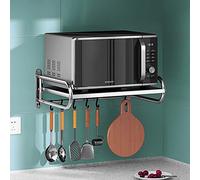 Staffe di montaggio a parete in acciaio inossidabile 304 per forno a microonde, resistente mensola da cucina con ganci, montaggio a parete, design salvaspazio universale
