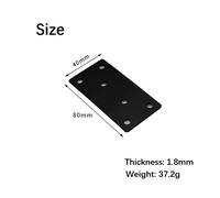 Staffe di Riparazione Piatte 20PZ in Nero per Rinforzare Strutture in Legno