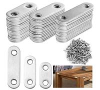 Staffe dritte assortite, 60 staffe angolari in acciaio inox lungo le viti, piastre piatte in metallo, staffe di fissaggio dritte, piastre di giunzione adatte per armadietti, mobili