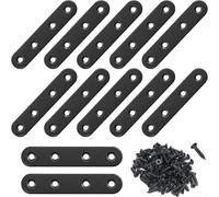 Staffe dritte nere in acciaio inossidabile 304, piastre di rammendatura piatte 76 x 17 mm con 4 fori e viti autoperforanti per rinforzare mobili in legno (12 pezzi)