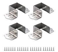 Staffe in metallo per sponde letto, in metallo resistente, 4 pezzi, design a forma di U per un collegamento sicuro della struttura in legno (argento 40 mm)