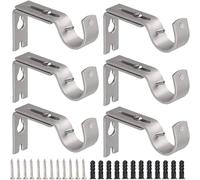Staffe per aste per tende, 6 staffe regolabili per aste da 25 mm, in metallo resistente, argento