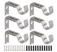 Staffe per aste per tende, 6 staffe regolabili per aste da 25 mm, in metallo resistente, argento