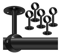 Staffe per aste per tende da soffitto, 32 mm, colore nero, resistenti, ganci per binario per tende da soffitto, ganci in metallo, per armadio, confezione da 6