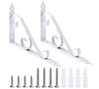Staffe per Mensole a Parete in Metallo Supporti per Mensole Triangolare Staffe Angolari 90 Gradi con Viti per Decorative di Giardinaggio 250mm * 164mm 1 Paio (Bianco)