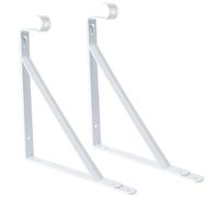 Staffe per mensole con supporto per asta per armadio, 28 x 26 cm, resistenti, colore bianco, per appendere mensole e aste, confezione da 2