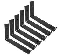 Staffe per mensole da 25,4 cm, in metallo nero resistente, staffa a L decorativa rustica in ferro con labbro/gancio, staffe a J da parete per mensole in legno, confezione da 6
