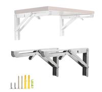 Staffe per mensole da parete pieghevoli Supporto triangolare in metallo resistente Staffa a L pieghevole per banco da lavoro Mensola galleggiante da tavolo da appoggio regolabile 2pcs 10-inch