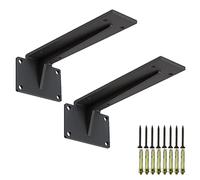 Staffe per Mensole in Ferro Massiccio Nero Carica 250KG Supporti Galleggianti Pesanti Reggimensole Metalliche per Montaggio a Parete, 2 Pezzi, con Accessori di Montaggio