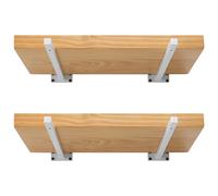 Staffe per Mensole Industriale Supporto di Metallo Steampunk Galleggiante per Tubi da Muro in Ferro - Staffa per Mensola Pesante Retro da Parete Montato per Scaffali Vintage Nero (35cm 4Pezzi Bianco)