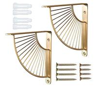 Staffe per Mensole Parete Metallo, 2 Pezzi Reggimensola d'Oro, Staffe per Mensole Settore, Cornice Forma Ventaglio per Soggiorno Camera Letto Ristorante Decorazione (Oro)