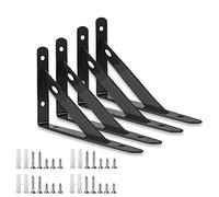 Staffe per Mensole Pesanti 150mm 4 Pezzi Staffe Triangolare Stabile Supporti Reggimensola Squadrette Ferro Per Garage, Cucina, Nero