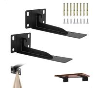 Staffe per Mensole Pesanti, 2 Pezzi Reggimensola a Scomparsa con Gancio Perni e Tassello, Reggi Mensola da Muro Staffe a L, Metallo Supporto per Scaffali Casa Cucina Ufficio Nero 185 * 100mm