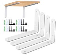 Staffe per Mensole Staffe, 4 Pezzi Staffa per Mensola Triangolare Staffe, per Mensole Pesanti Staffa Angolare in Acciaio Inox, Adatto a Garage Bagni Cucine Soggiorno, 125 * 85mm, Bianche