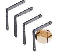 Staffe per Mensole, Staffe per Mensole Nere, Staffe A Destra A 90 Gradi, Supporto per Mensole per Impieghi Gravosi, Staffa per Rinforzo Angolare, Ideale per Tavole da Ponteggio, Black, 150mm(4pcs)